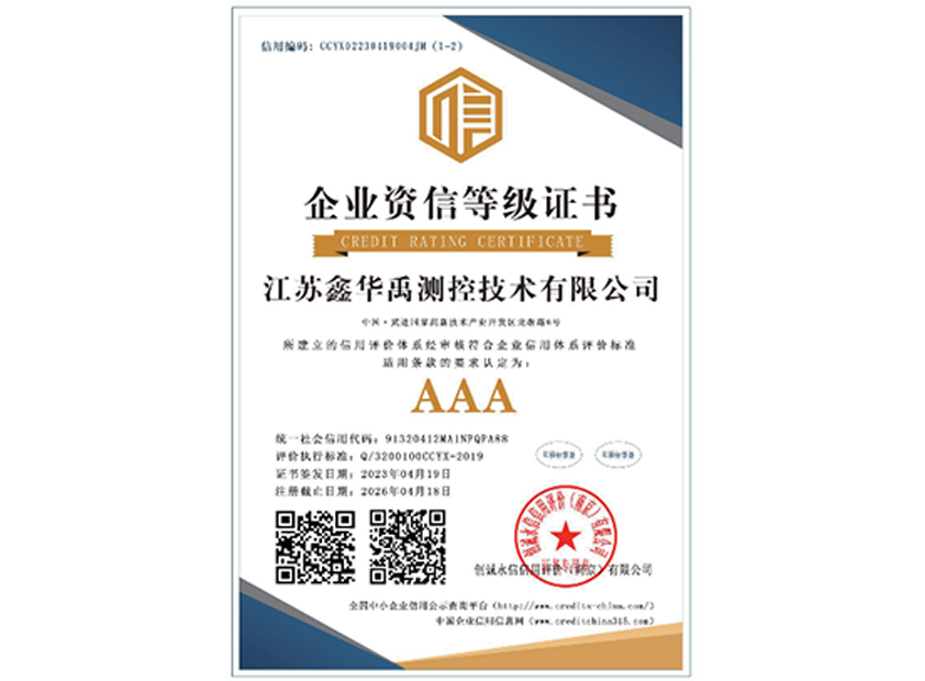 AAA credit rating certificate